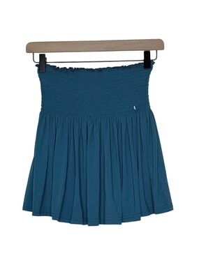 Natural Life XS Teal Smocked Waist Daisy Mini Swing Skirt Shorts Boho Peasant